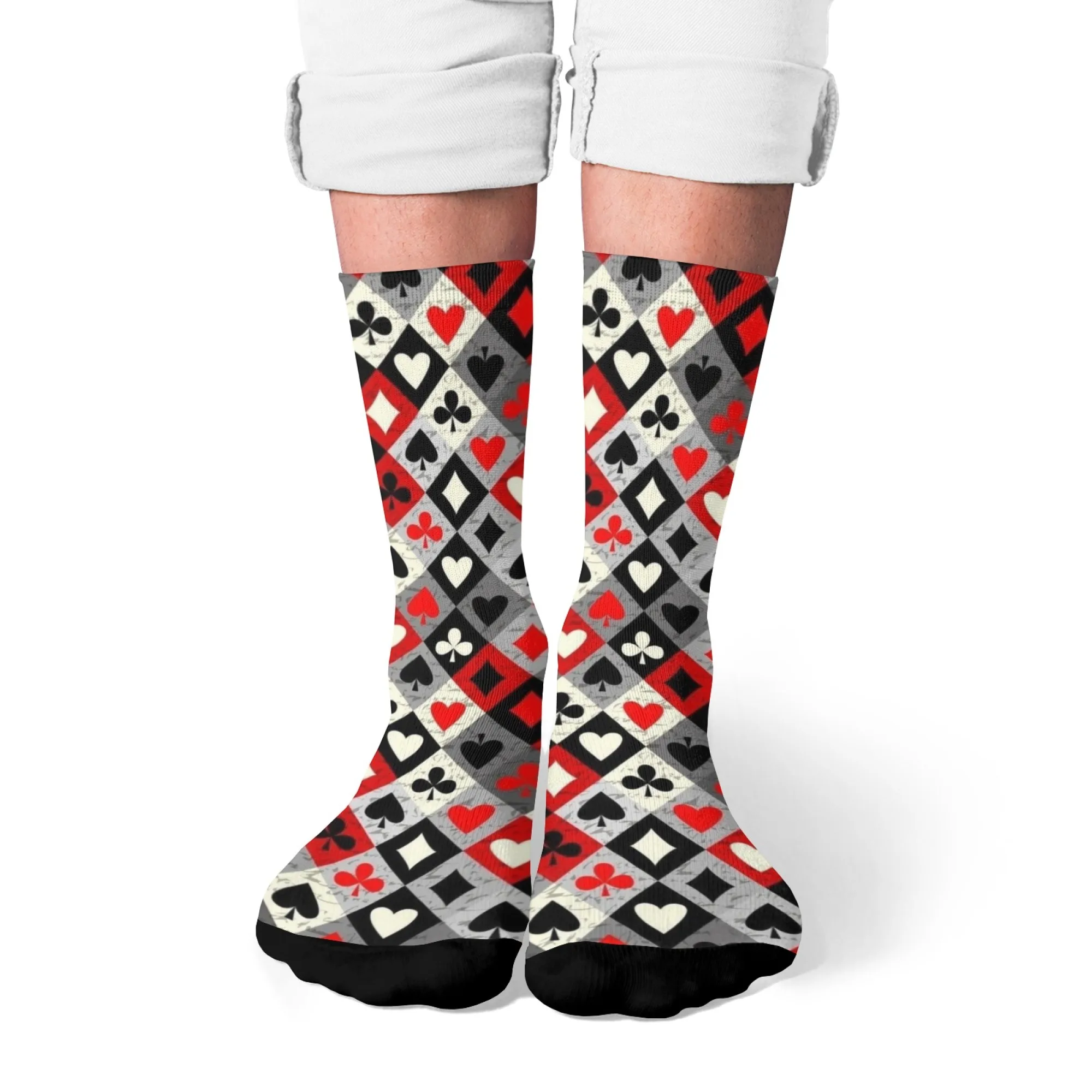 

The playing cards are fully printed with patterns men's socks non-slip casual socks novelty Harajuku street hip-hop socks gift