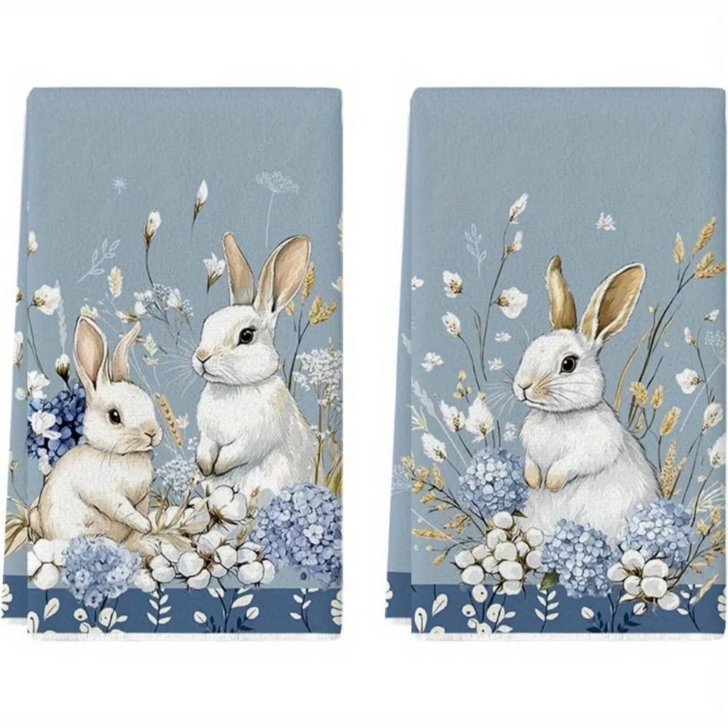 2pcs INCH Hydrangea Easter Kitchen Towel Dish Towel Spring Farmhouse Wildflower Decorative Hand Towel