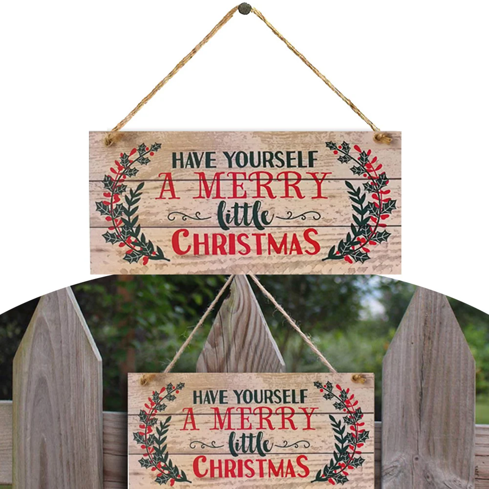 Christmas Decorations Wooden Sign Wood Door Hanging Plaque For Garden Wall Home Decoration Christmas Gifts For Friends Family