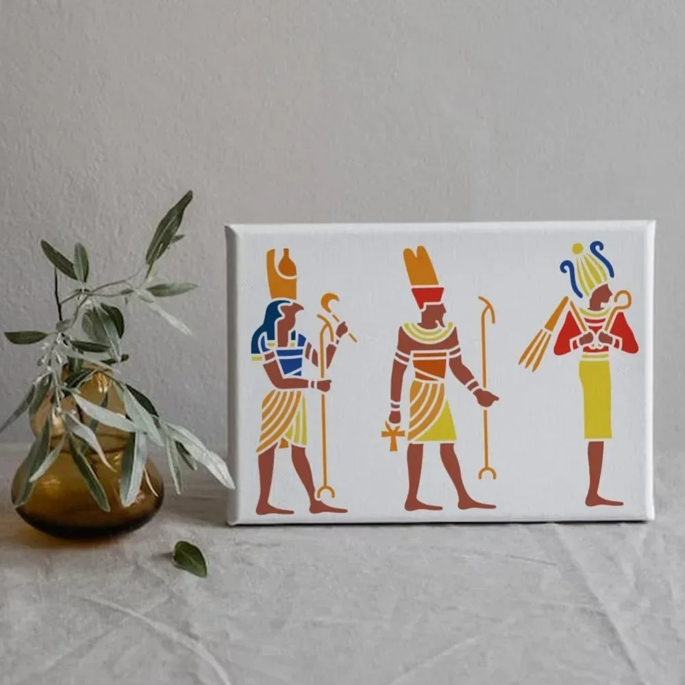 2 PCS 2 Styles Egyptian Pharaoh Painting Stencil 8.3x11.7inch Egyptian Character Drawing Stencil Decorative Egyptian Theme image 4