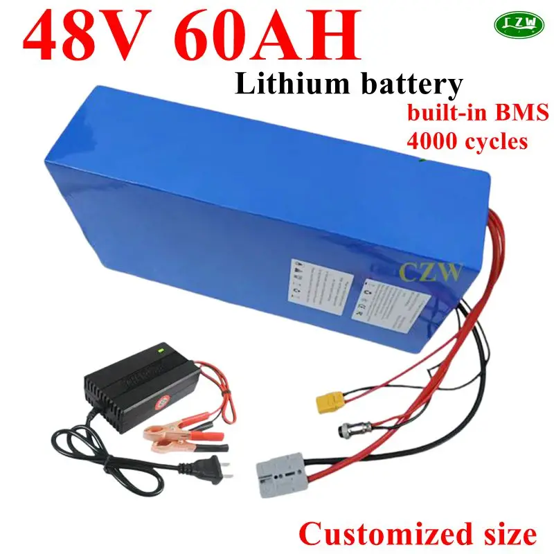 

Batterie lithium-ion 48V, 60Ah, BMS Movie, pour scooter AGV 3000W, vélo, tricycle, Sicile, voiturette de golf, bateau, avec char