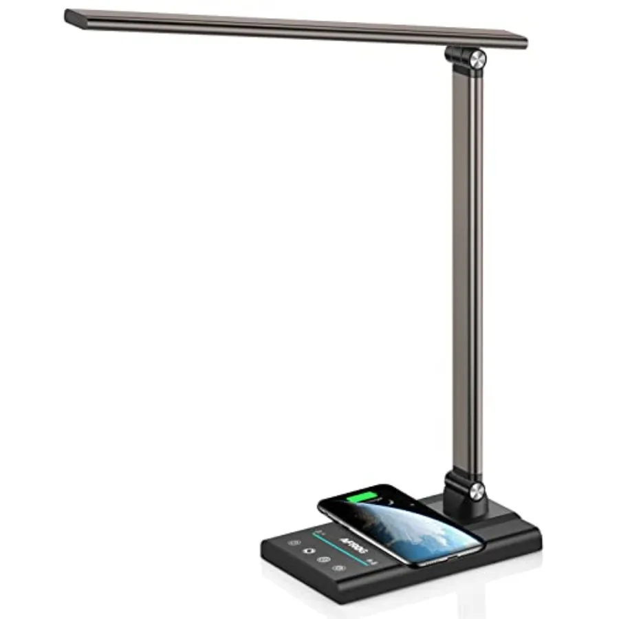 

5th Gen Multifunctional LED Desk Lamp with 10W Fast Wireless Charger USB Charging Port 1800Lux Super Bright 5 Lighting Mode 7 B