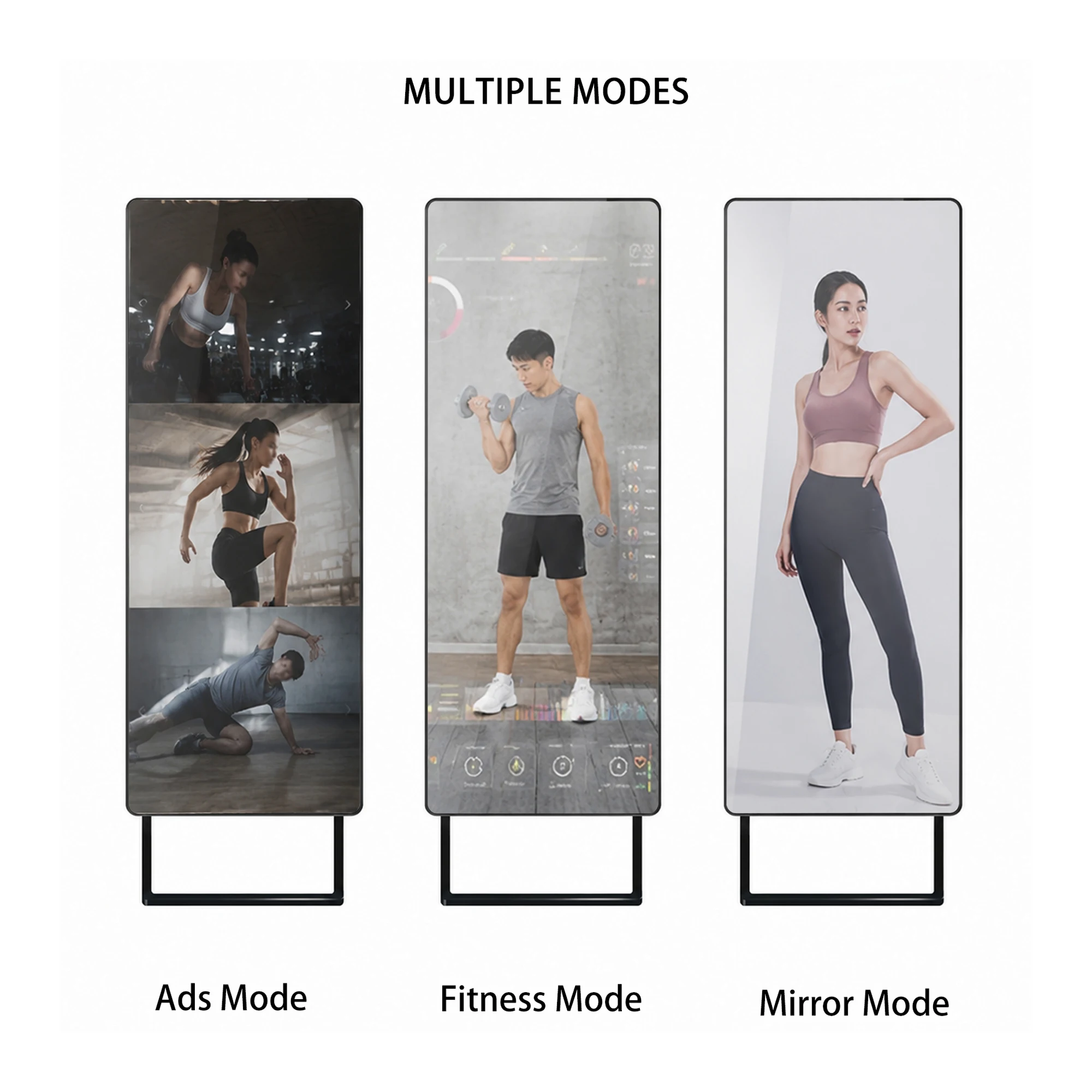 43 Inch Android/Windows 1920x1080p Workout Mirror AI Motion Sensor Smart Fitness Mirror Wi-Fi/Bluetooth No Subscription Fee Gym