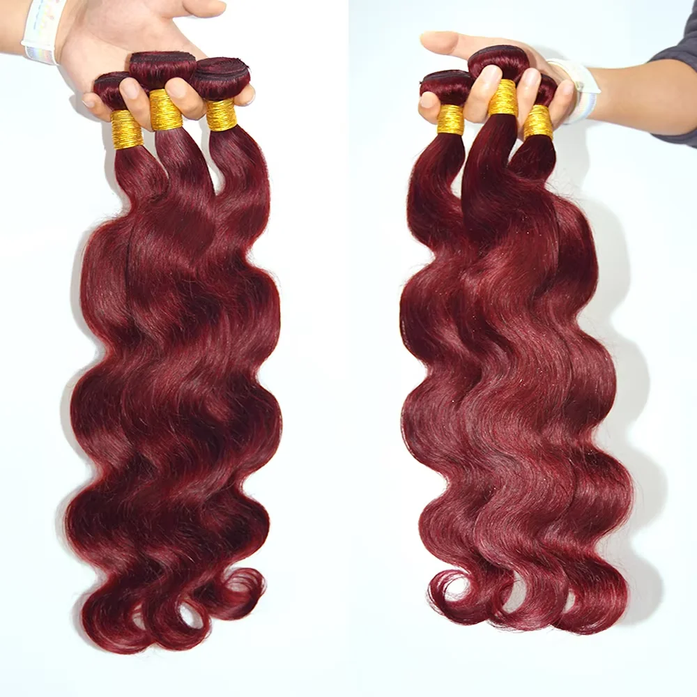 Burgundy 99J Body Wave Bundles Brazilian Red Color Human Hair Bundles 100% Unprocessed Virgin Human Hair 1/3/4 Colored Bundles