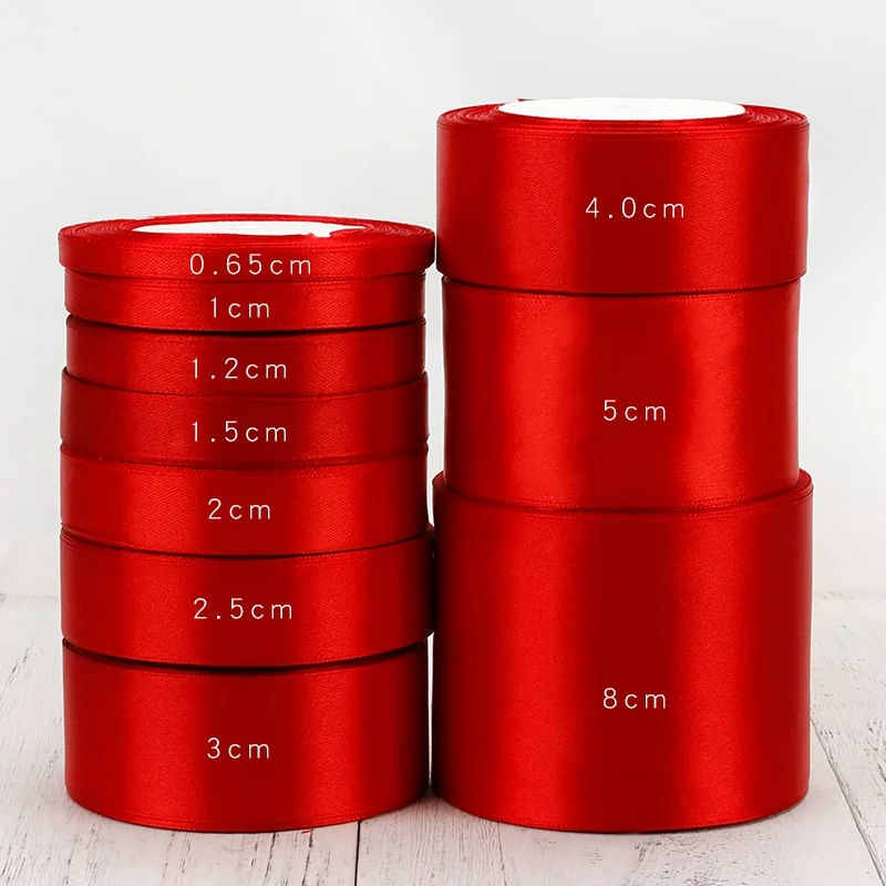 6mm~75mm 25yards/roll Satin Ribbon Christmas Wedding Party Decoration DIY Handmade Clothing Accessories Crafts Gift Wrapping