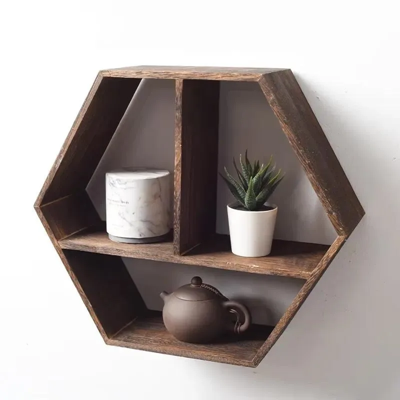 Vintage Country Wooden Pendant Wall Decor Charcoal Style Home Living Room Bedroom Hotel Apartment Storage Function