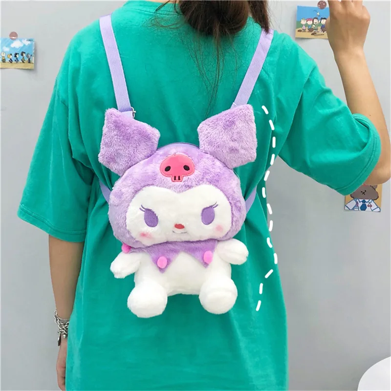 New Sanrio Kuromi peluche borsa bambini peluche borsa ragazze zaino Kawaii farcito giocattoli Plushie Cartoon donne borse ragazzi regali di compleanno