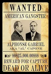 Stevenca Metal Tin Sign Wanted Alphonse Gabriel Al Capone Vintage Look Custom Vintage Retro Aluminum Sign for Wall Decor 8x12 In