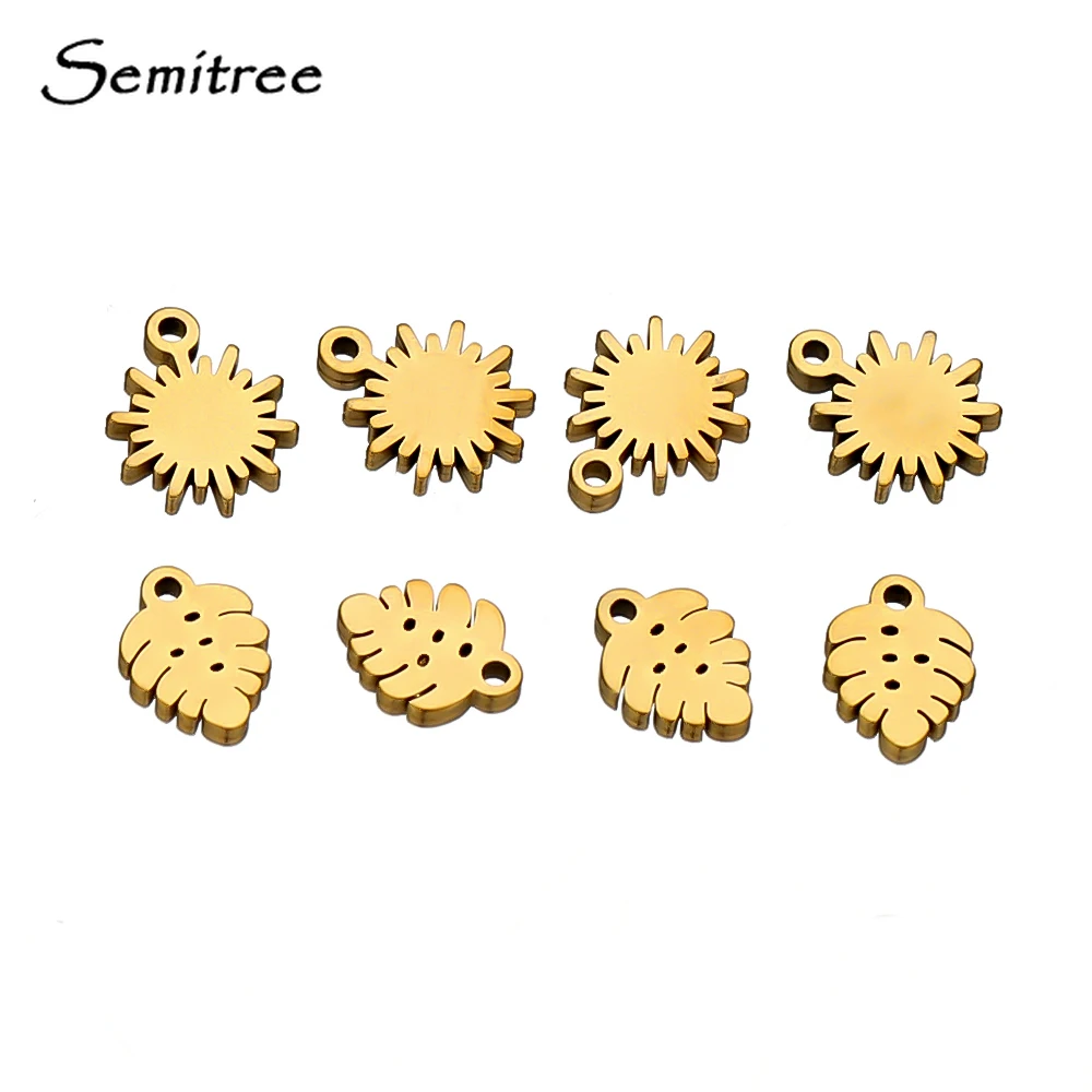 

20pcs Stainless Steel Gold Color Sun Flower Pendant Small Leaf Charms DIY Necklace Jewelry Making Accessories Bracelet