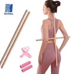 Wooden Yoga Pole Open Shoulder Beauty Back Posture Corrector Multipurpose Pranayama Stick for Dance Body Sculpting Home Fitness