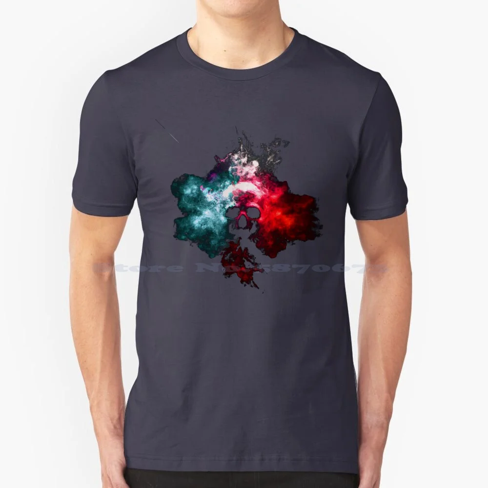 Smoke Skull T Shirt 100% Cotton Tee Smoke Skull Digital Design Fused Art Colored Cloud Atmospheric Aesthetic Digital Surrealism