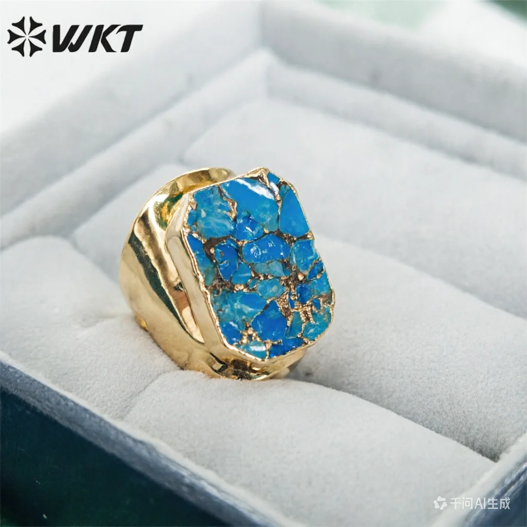 

Оптовая продажа: Модное золотое кольцо WT-R421 с длинным квадратным медным туркоазовым камнем и широким ободком. Великолепное кольцо для коктейльных вечеринок для женщин. Кольцо с камнем.