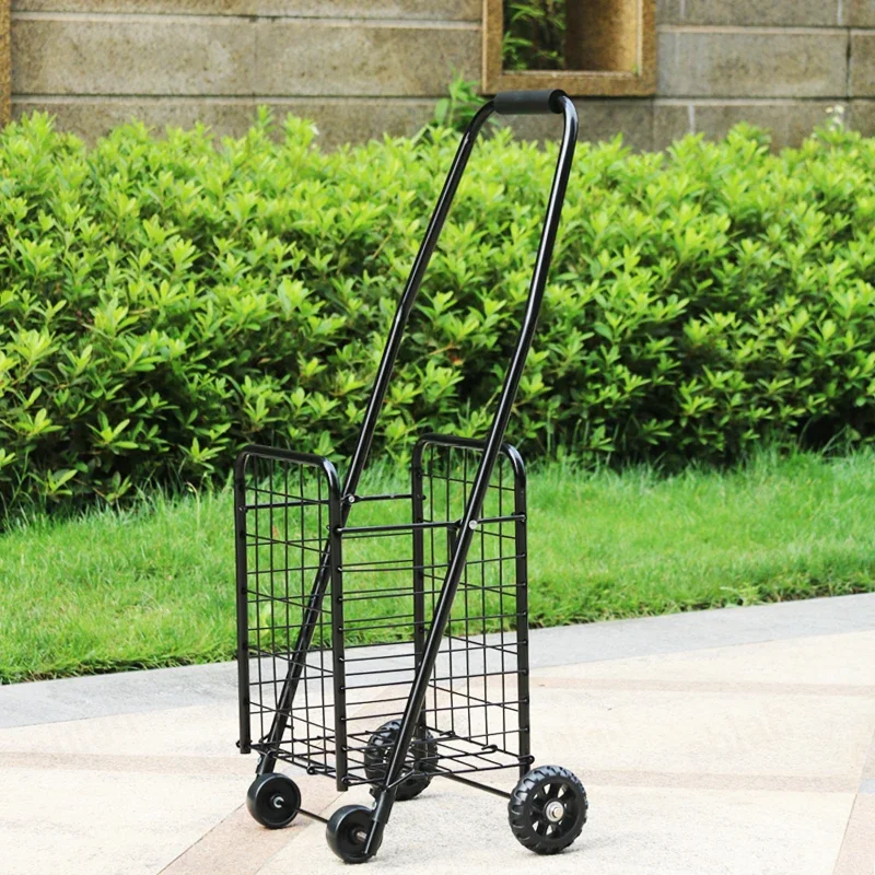 18L Foldable Shopping Trolley, 15KG Load Anti-Slip Tank Wheels, Iron Pipe Frame, No Assembly Required & Easy Storage