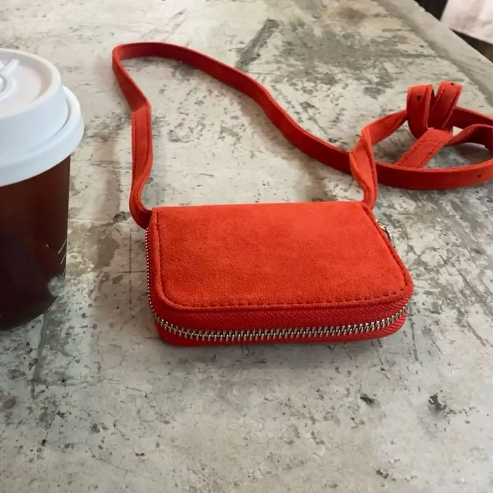 

Fashion Onuk Same Style Crossbody Card Bag Korean Style PU Mini Shoulder Bag Card Pocket Solid Color Small Crossbody Bag Outdoor