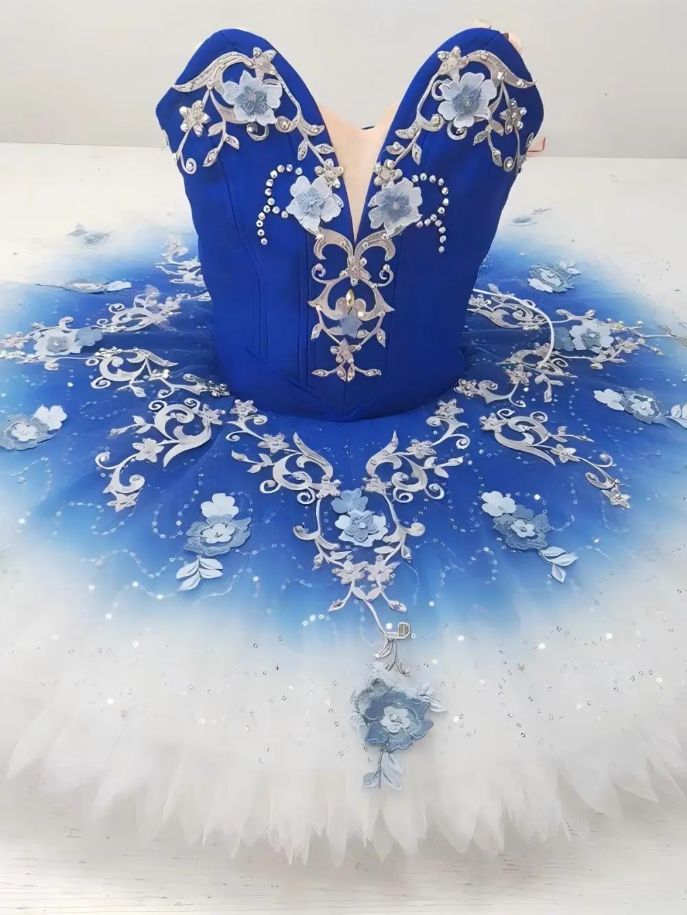 Professional High Quality 12 Layers Custom Size Kids Girls Women Adult Stage Performance Wear Ombre Blue Ballet Tutu Costumes