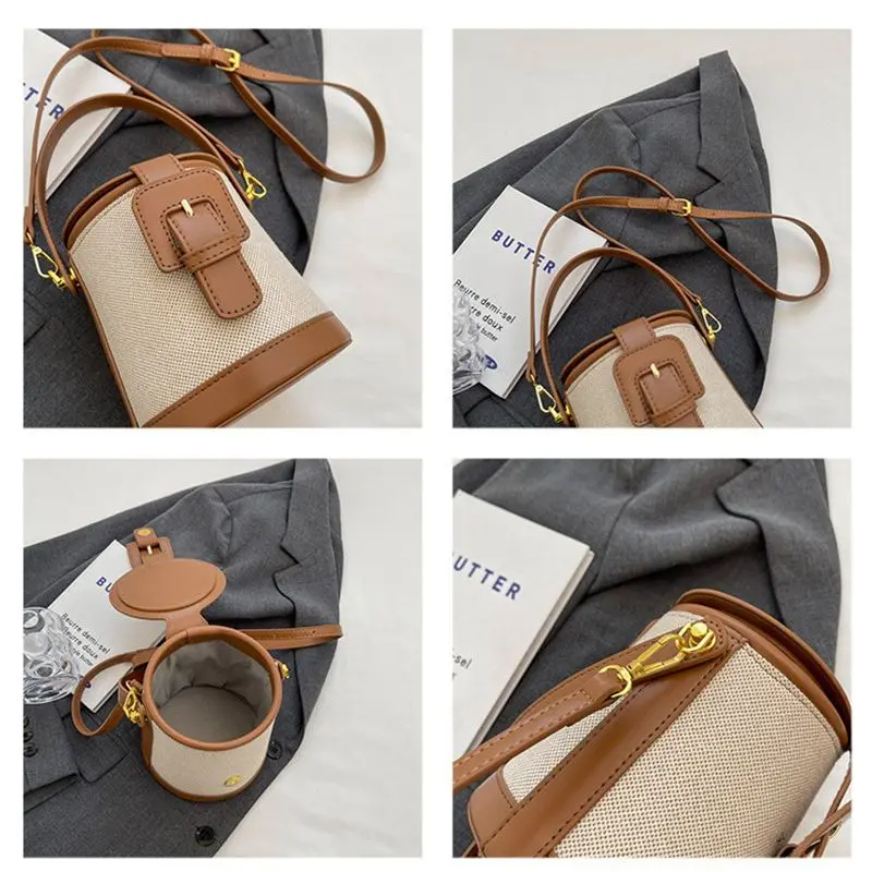 2023 New High Quality Canvas Retro Bucket Handheld Crossbody  Bags for Women