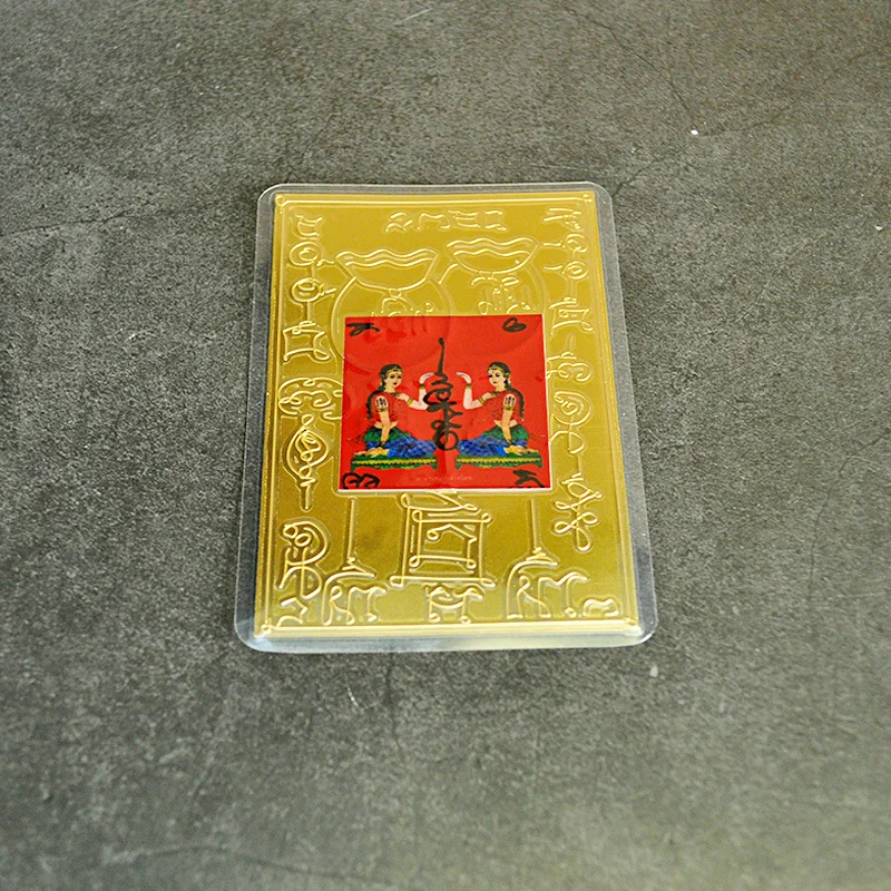 

Custom. Thai Specialty Crafts Phone Metal Sticker Outer Plastic Sealed Goddess of Wealth Gold Metal Card Decoration