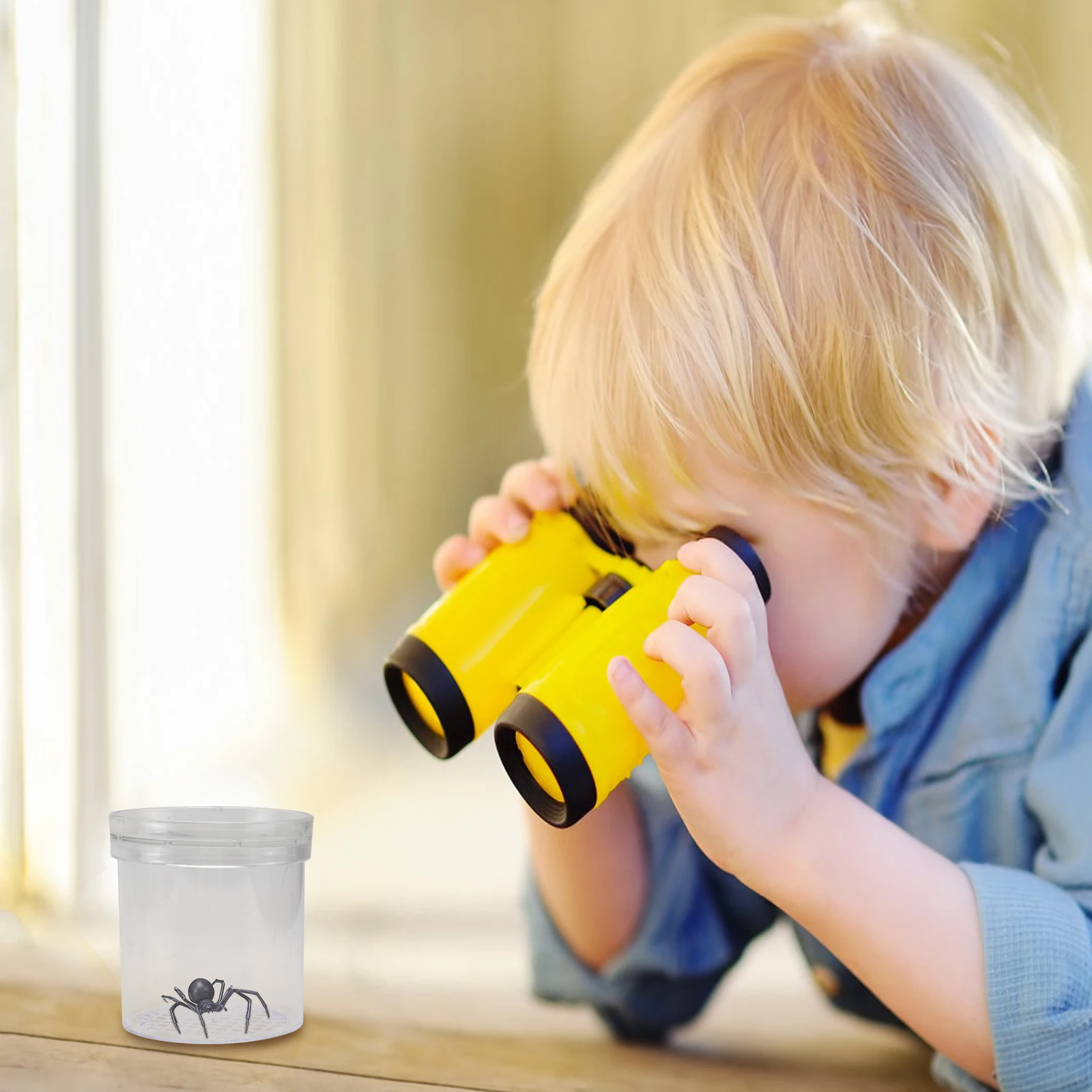 Copo de observação de insetos, 6 peças, plástico transparente, brinquedo infantil, jarra de coleta de vidro, visualizador de animais pequenos biológico