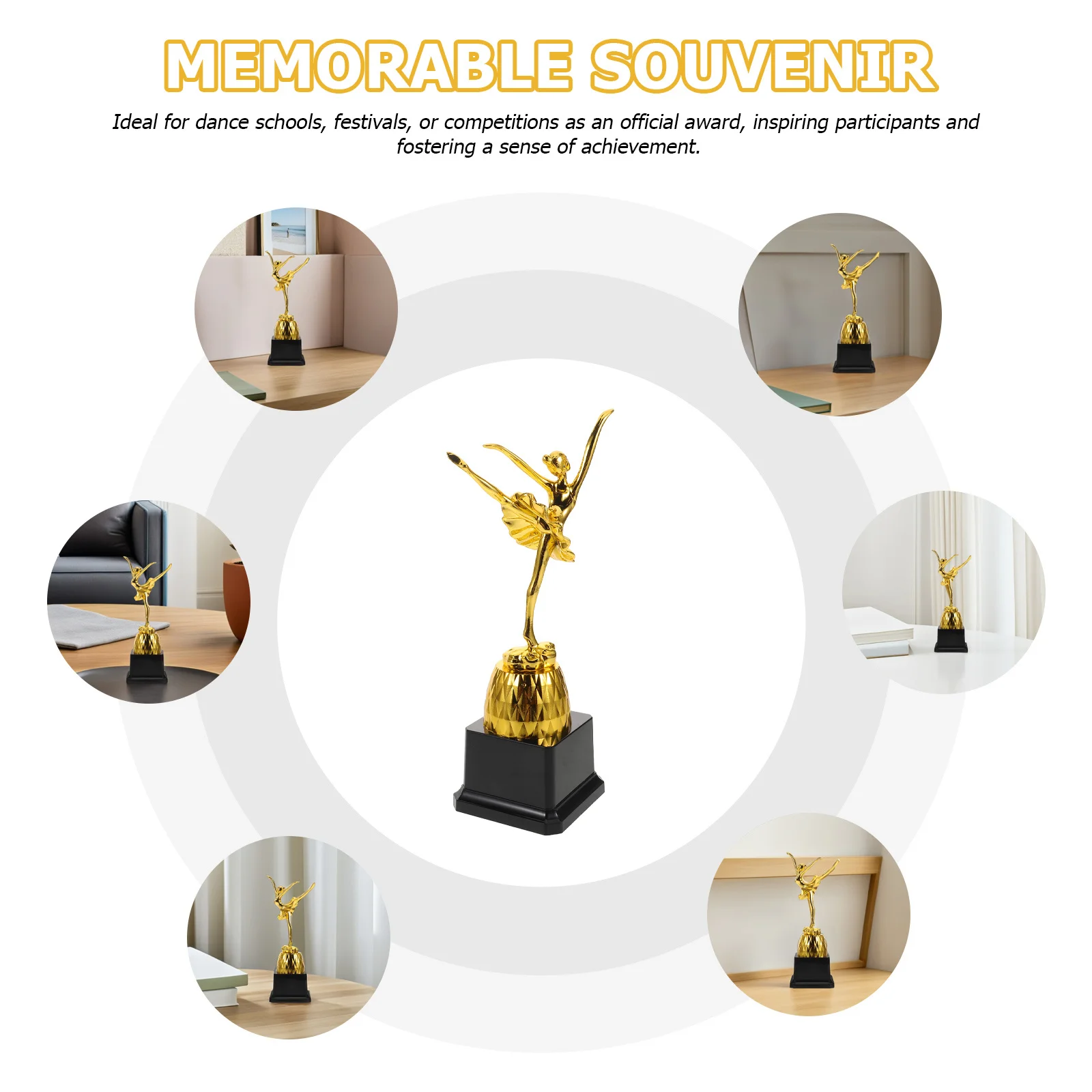 Coupe de trophée de danse pour compétitions de ballet, prix, petit trophée d'or, Souvenir mémorable pour les Festivals des écoles de danse