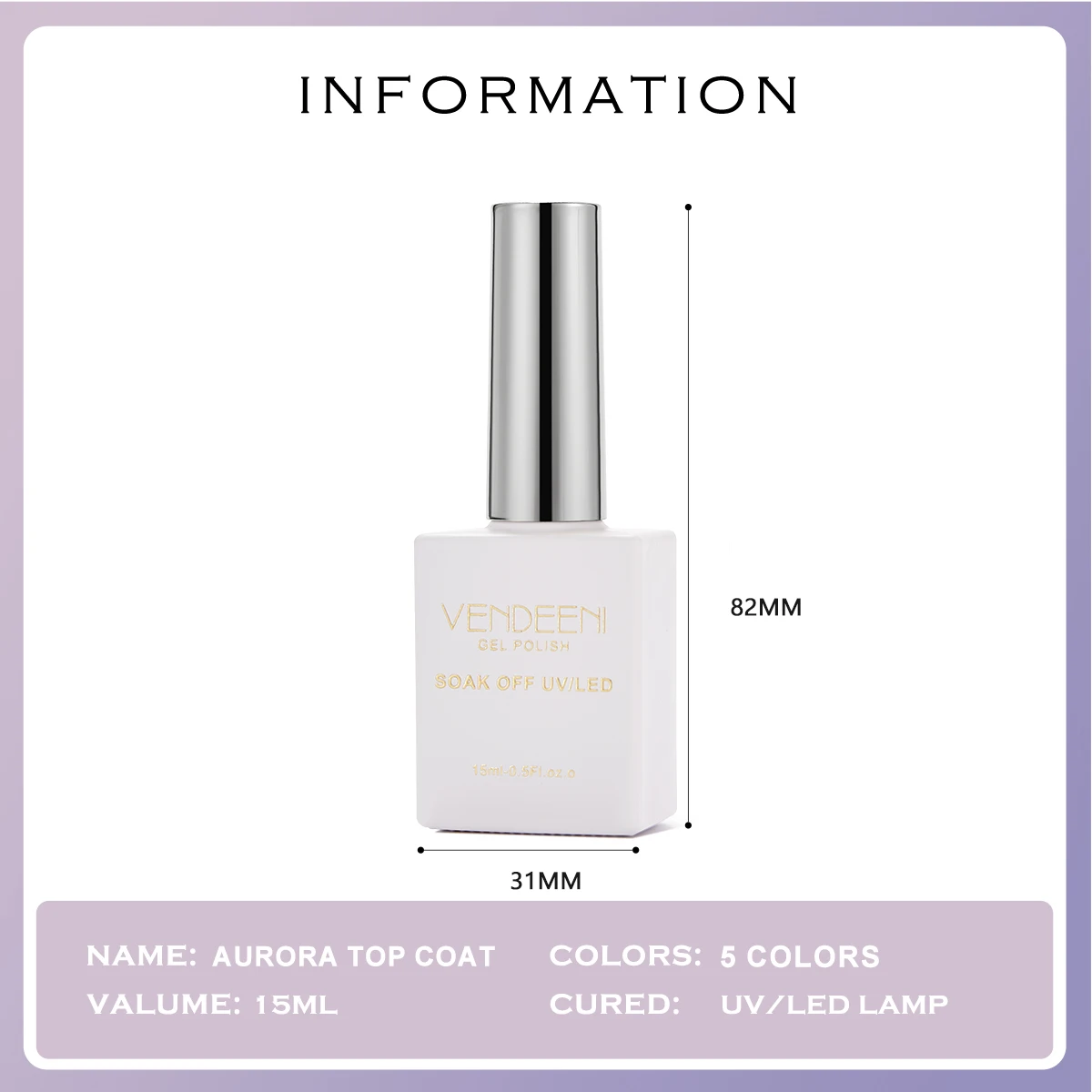 Vendeeni 5 cores universal pérola concha cor aurora casaco superior semi permanente sereia uv embeber fora do verniz gel pode combinar com qualquer cor