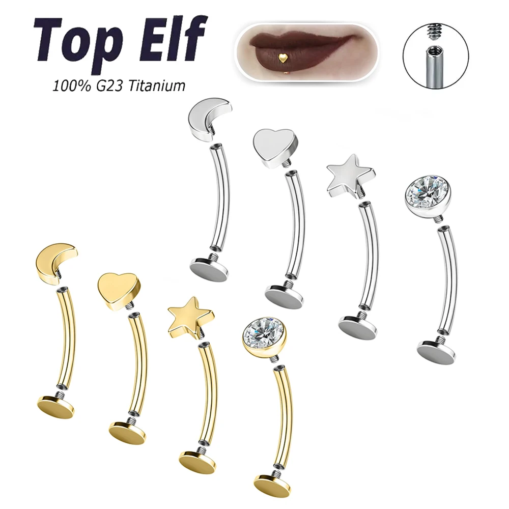 Wholesale G23 ASTM F136 Titanium Moon Star Love Zircon Fashion Internal Thread Earrings Nose Nails Lip Nails Perforated Jewelry