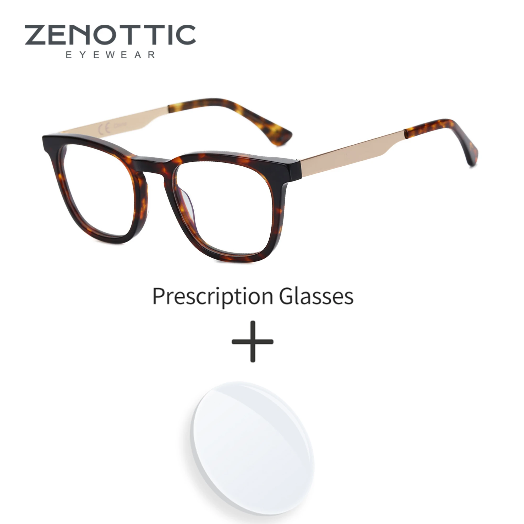 ZENOTTIC  Fashion Acetate Prescription Glasses Square Progressive Optical Eyewear For Men Anti Blue Light Myopic Eyeglasses