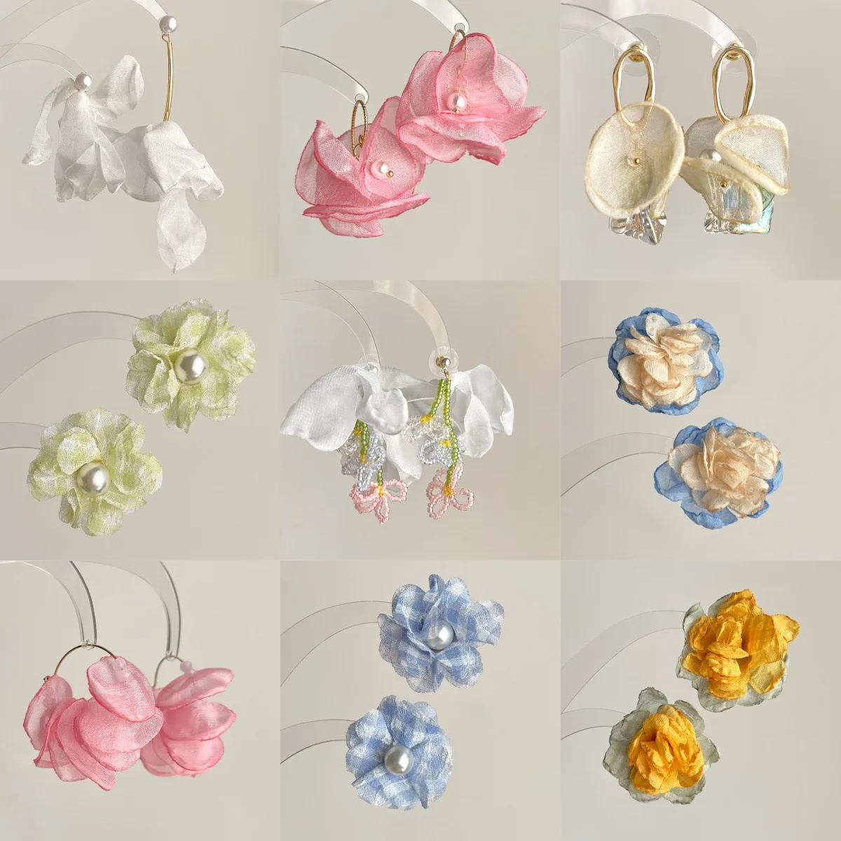 

Аксессуары для самостоятельного изготовления: сказочные серьги-гвоздики ручной работы из ткани с цветами, свежие и нежные, элитные, модные, индивидуальные.