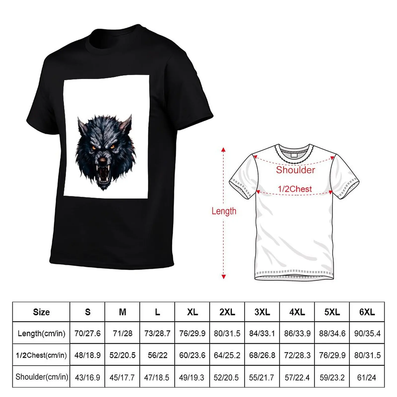 Angry Werewolf Head T-Shirt man t shirt Aesthetic clothing tee shirts for men