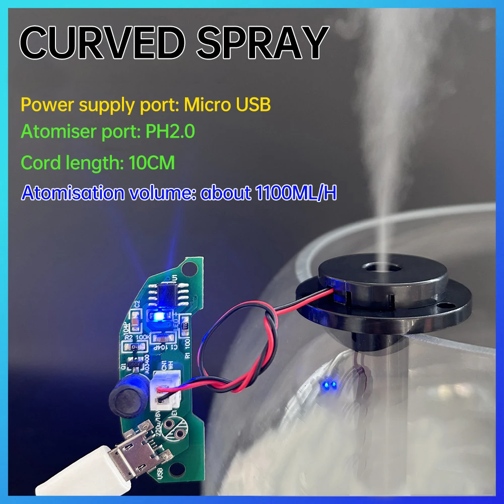 DIY USB Half-Circle Circuit Board Humidifier Fogger Atomization Big Mist Sprayer เมนบอร์ดฟิล์ม Oscillating Mist Maker