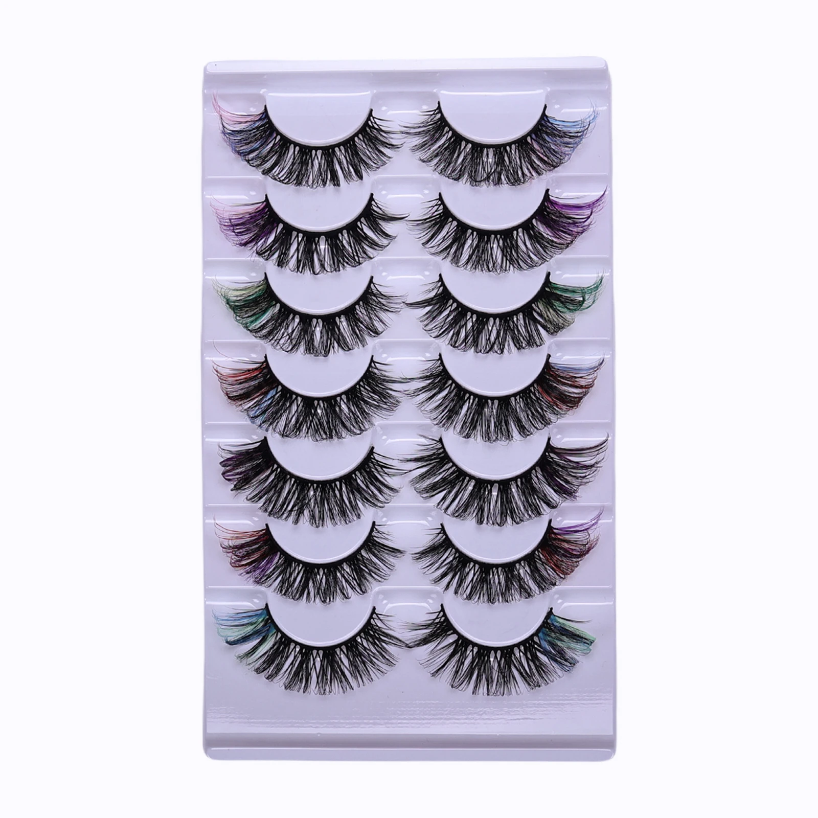 カラーつけまつげ7ペア、目尻のカラーアイラッシュDカール、ステージメイクに最適