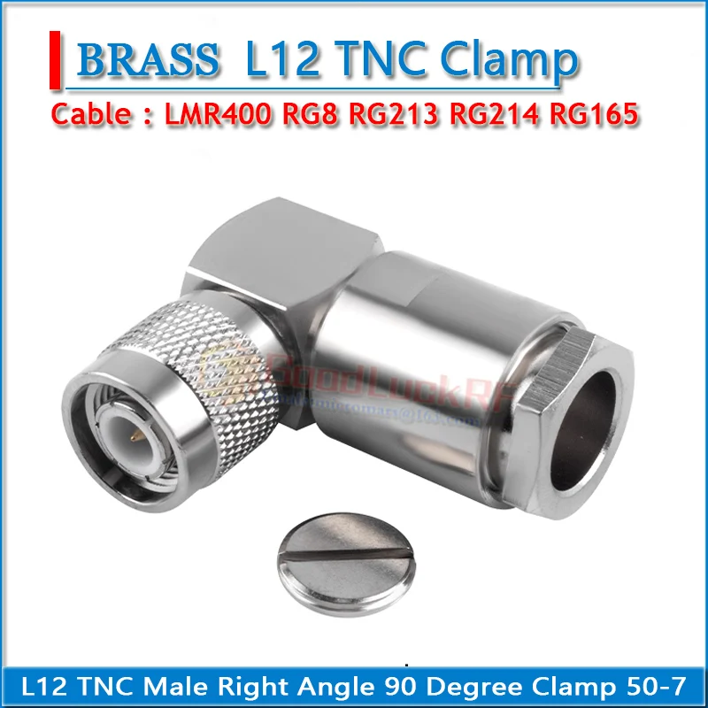 L12 TNC Male 90 Degree Right Angle Clamp Soldered LMR400 RG8 RG213 RG214 RG165 7D-FB Cable RF Connector Adapters Socket