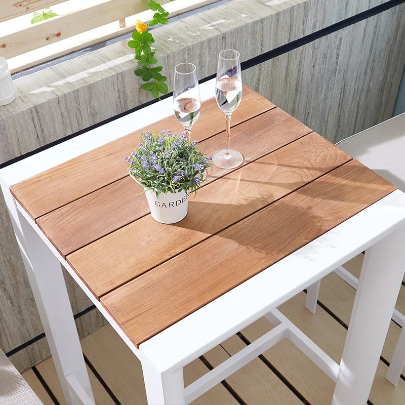 Modern Metal Outdoor Bar Chair and Table High Stool for Courtyard Terrace Garden Leisure