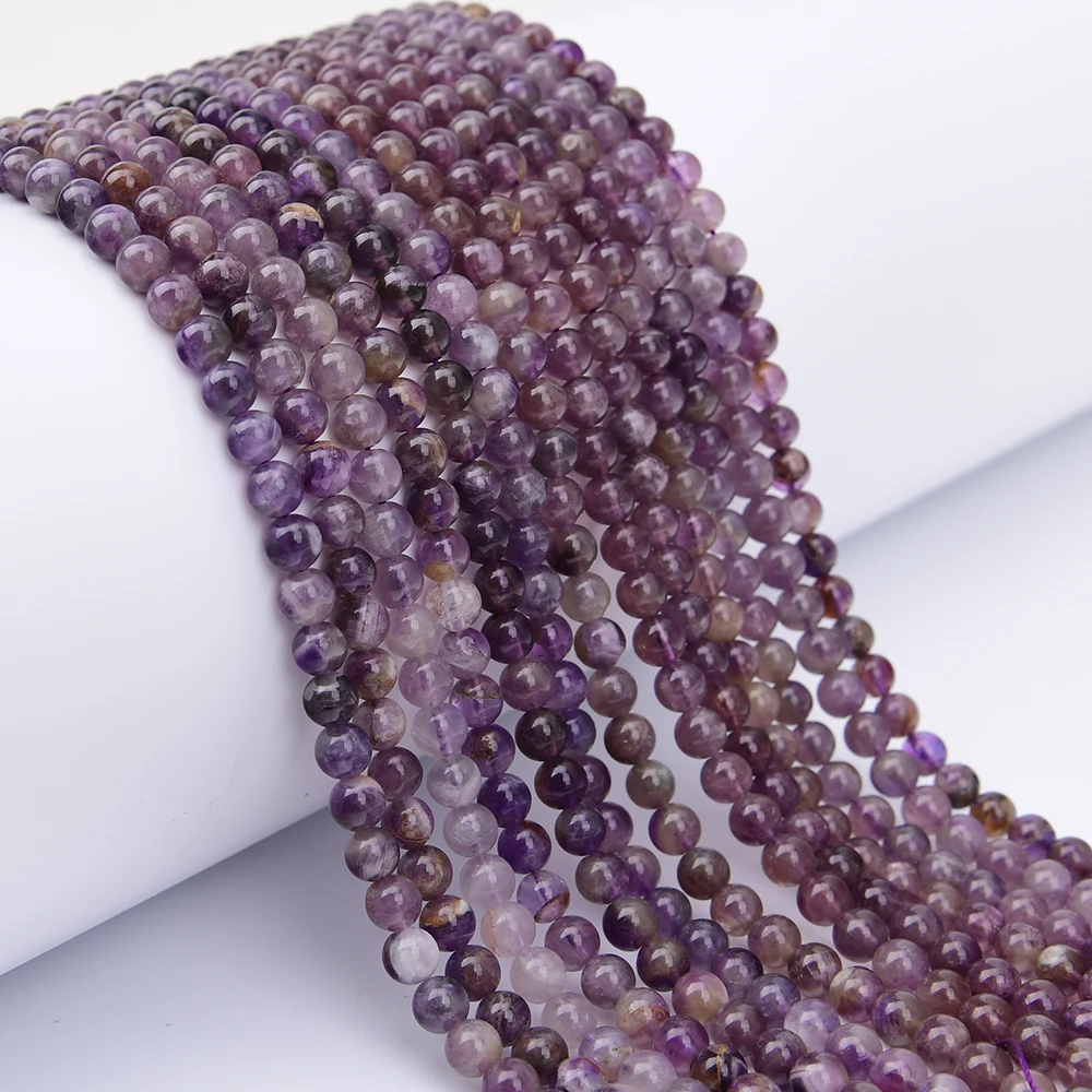 APDGG 2 Strands 6mm Natural Mix Color Amethyst Quartz Round Loose Beads 15.5