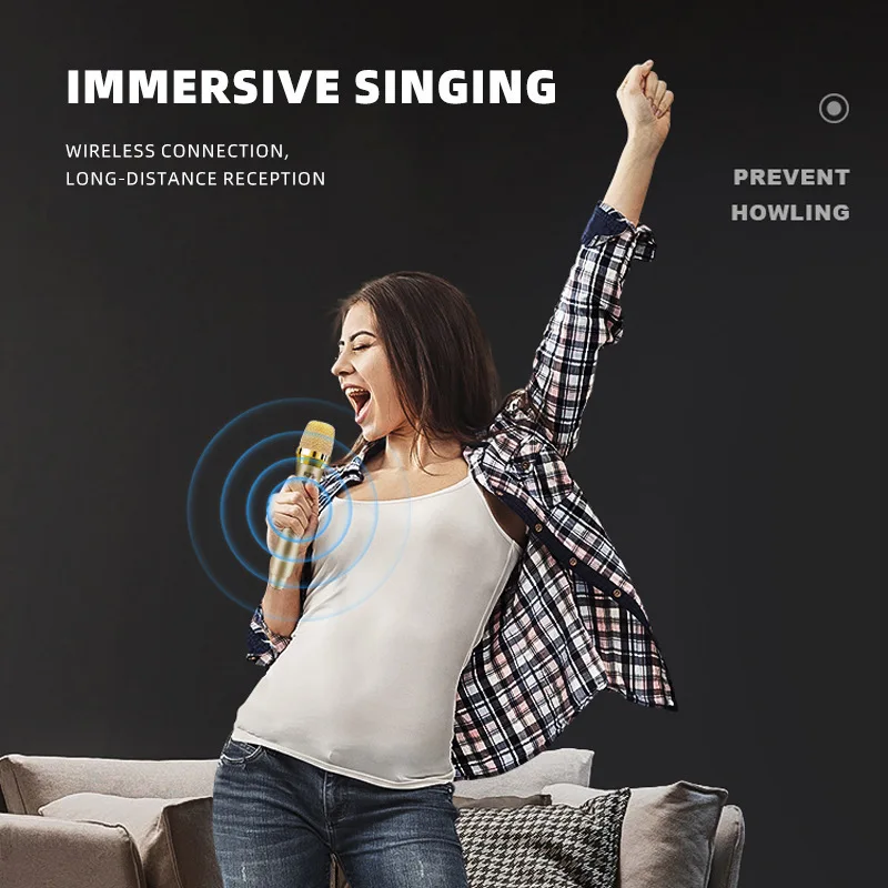ميكروفون لاسلكي من Xiaomi 2.4G UHF تردد ثابت 2 قنوات ميكروفون محمول لاجتماع الكاريوكي الاحترافي للحفلات المباشرة