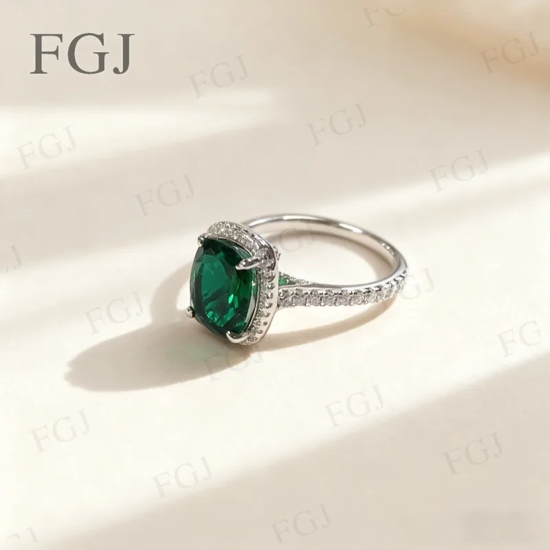 925 Sterling  Silver Custom Ring Ruby Columbia Sapphire E-Cushion 8x10mm Top Quality Christmas Jewelry Gifts For Women Men Party