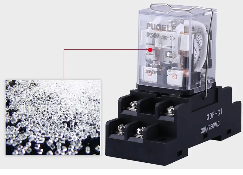 

JQX-30F 30A Мощное реле с основанием 8-контактное реле постоянного тока 12 В постоянного тока 24 В переменного тока 110 В переменного тока 220 В 2НО 2NC медная катушка огнестойкое реле