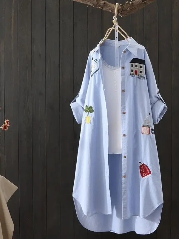 

Женская хлопковая рубашка свободного кроя для весенне-летнего сезона, стиль Cleanfit, с длинным рукавом, из тонкой хлопковой ткани, устойчивой к деформации