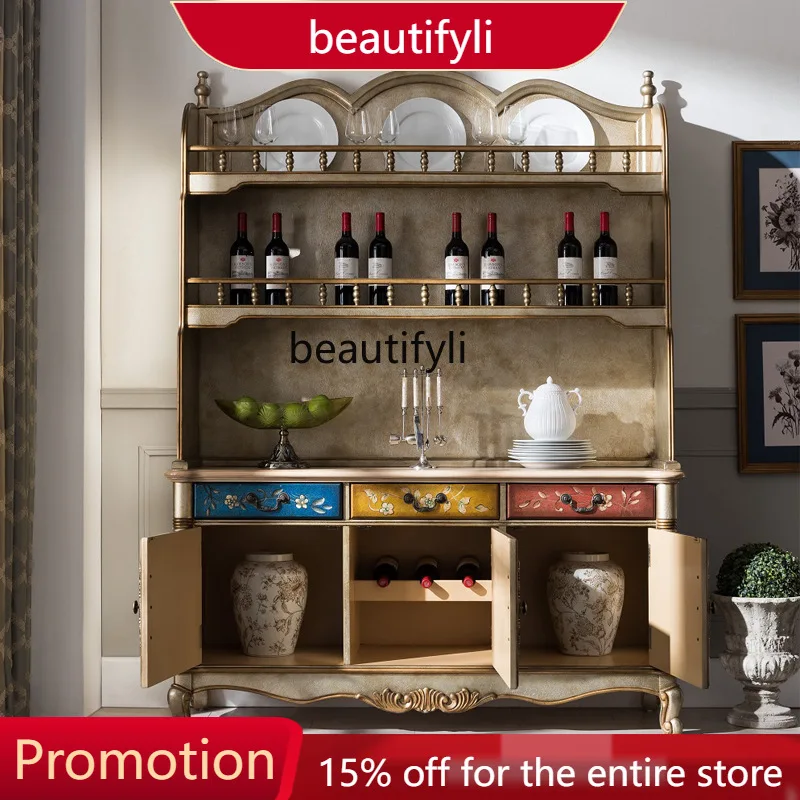 

Массив дерева в европейском стиле, окрашенный резной сервант, винный шкаф, домашний ресторан, чайный шкаф, входной шкаф для хранения на вилле, A51