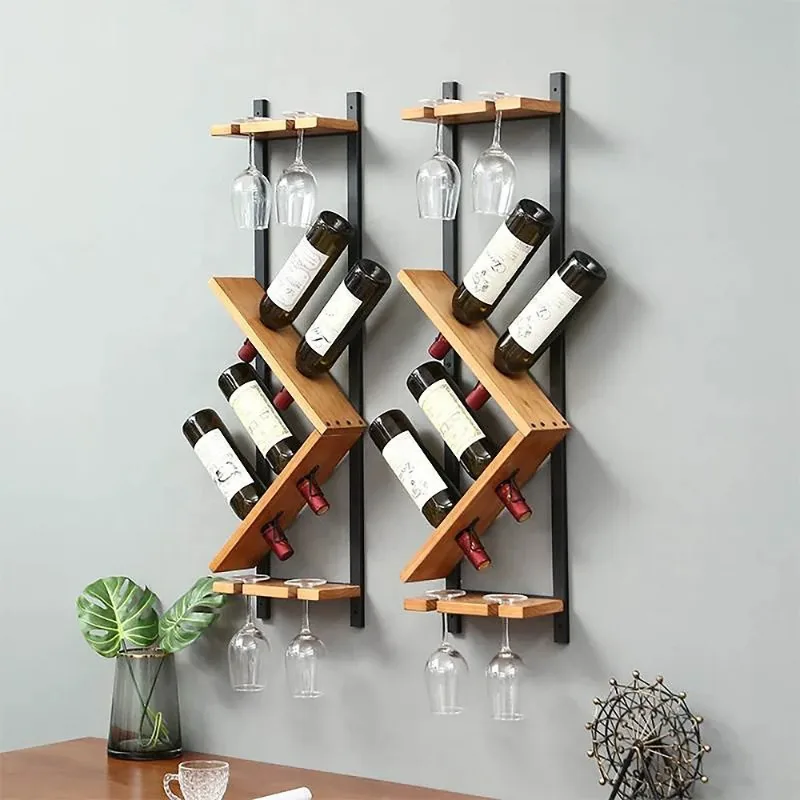 A Simple Wine storage Rack Display Vertical Wall Mounted rack Wine cabinet Bottle Holder wood KD wine rack dining room furniture