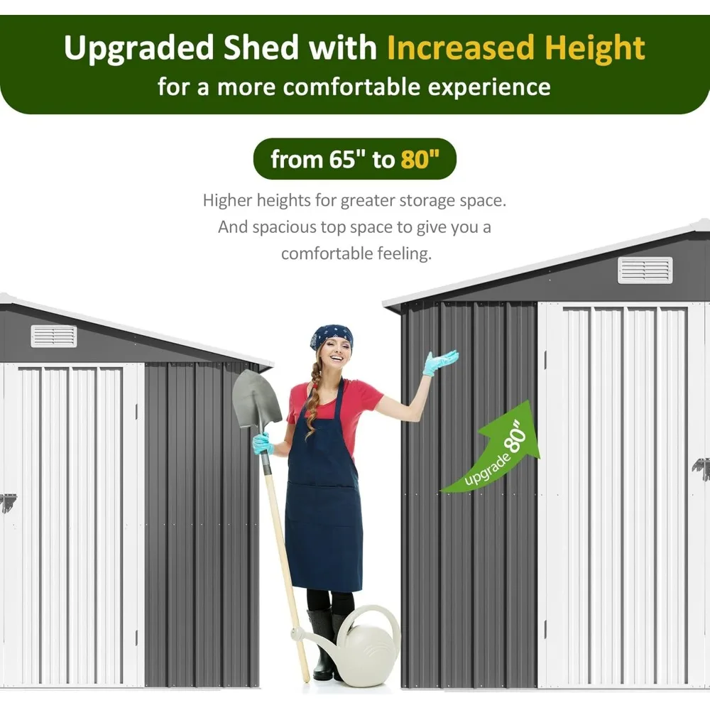 utdoor Storage Shed, Metal Garden Tool Shed with Updated Frame Structure and Lockable Doors, Ideal for Backyard Garden