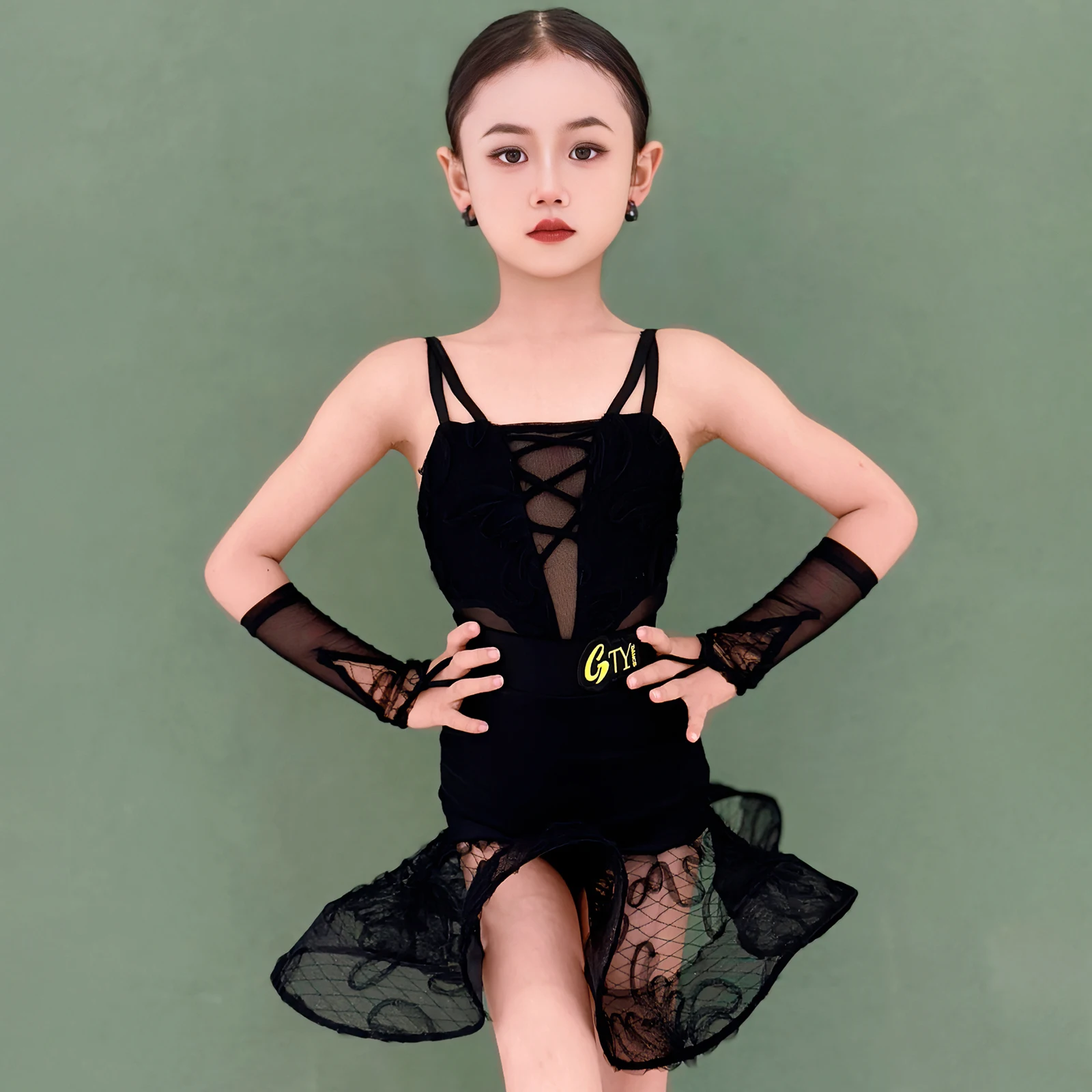 Summer Girls Latin Dance Professional Clothes Child Ballroom Dance Performance Dress Kids Performance Dancing Costumes SL13056