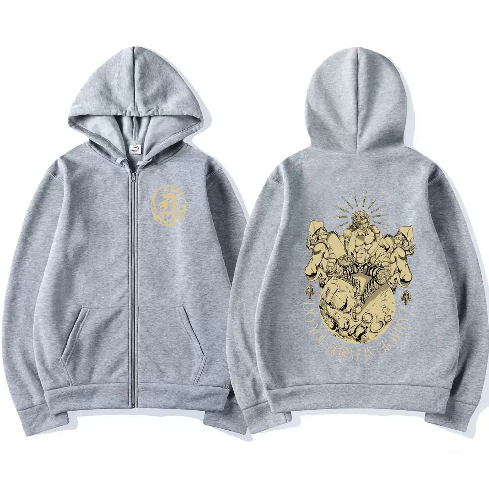 Anime Jojo Bizarre Adventure Zipper Hoodies Dio Brando Manga Zip Up Hooded Sweatshirts Men Women Fashion Casual Pullovers Coats
