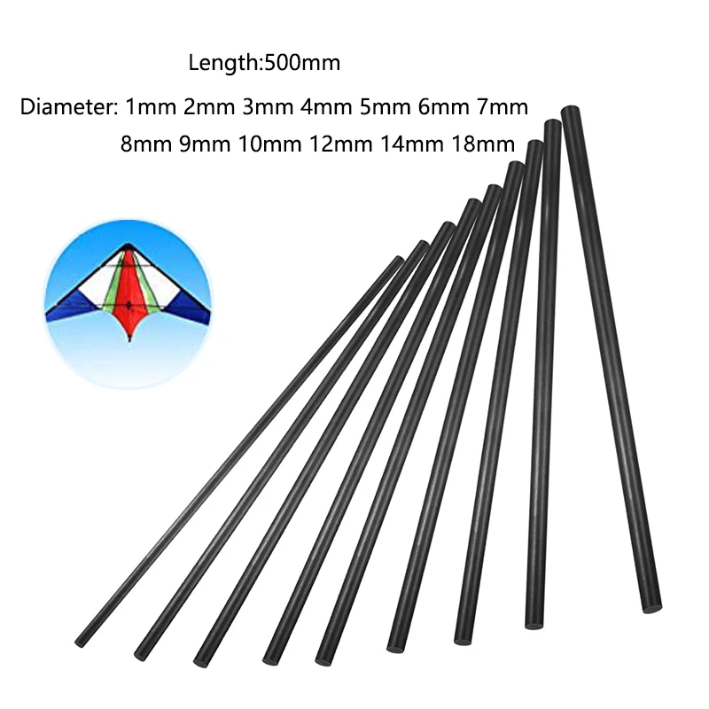 Carbon Fiber Rods para rc Airplane Matte Pole mm mm mm mm mm mm mm mm mm 10 mm 12 mm 18 mm Diâmetro 500 mm ou Pcs