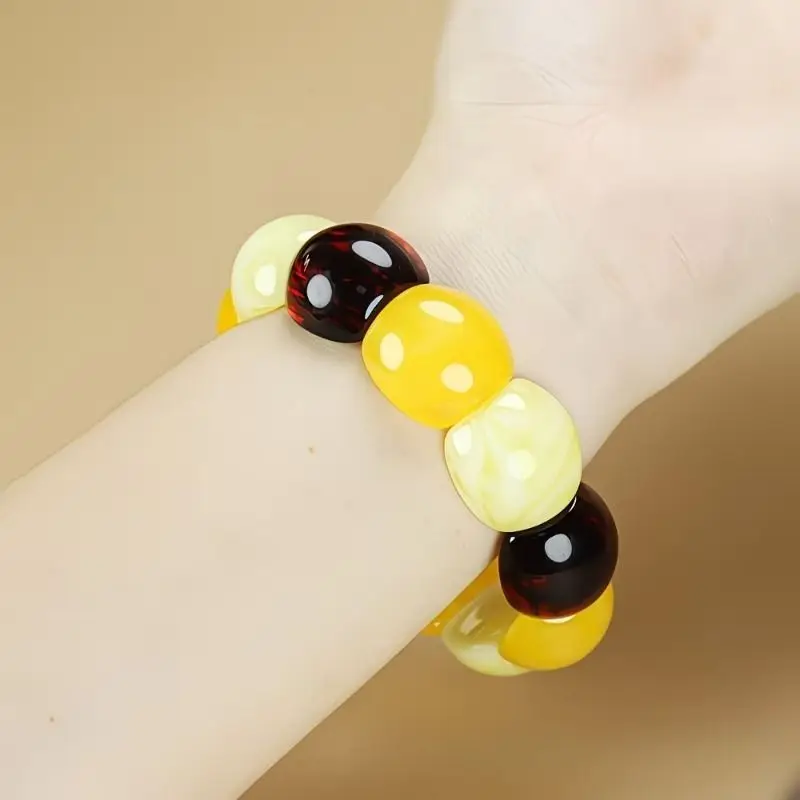 Second-generation Amber Beeswax Bracelet Yellow and Red Hand Row Temperament Versatile Jewelry Crafts