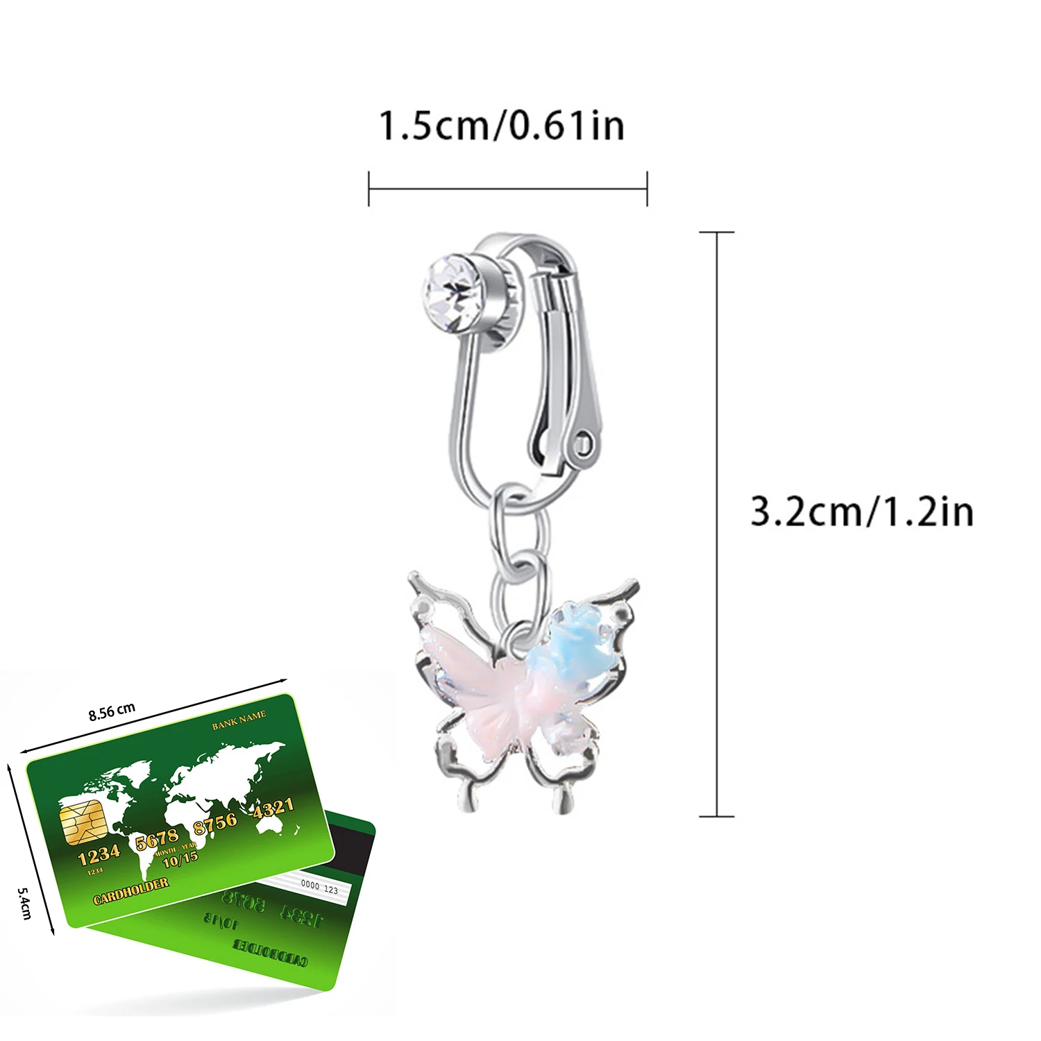 1 pc faux gefälschte Bauchs tern Mond gefälschte Bauch Piercing Herz Zirkon Clip auf Nabel nicht durchdringen den Schmuck Ohrring Clip