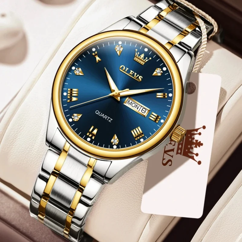 

OLEVS 5563 Men's Quartz Watch Top Luxury Brand Business Weekly Waterproof Calendar Night Light Stainless Steel Watches for Man
