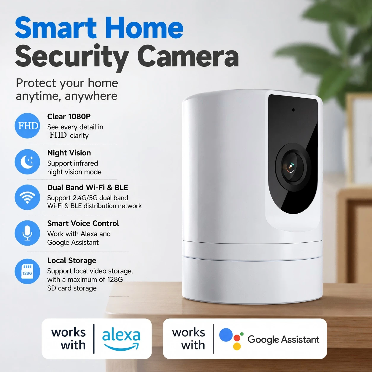 Ease Life App 4MP 1080P FHD Indoor Smart Camera: for hree Night Vision Modes,Enhanced Night Vision, Motion Alerts, and Secure Lo