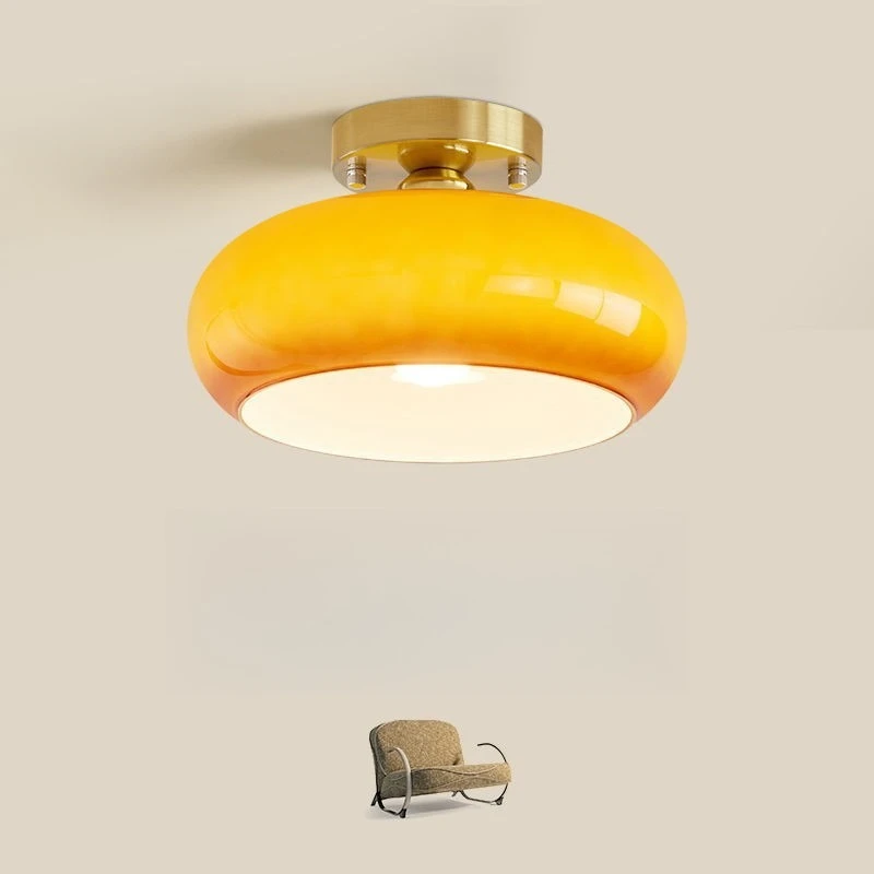 Vintage Cream Persimmon Glass Ceiling Light Entrance Balcony Staircase Cloakroom Aisle Luxury Decoration Household Fixtures