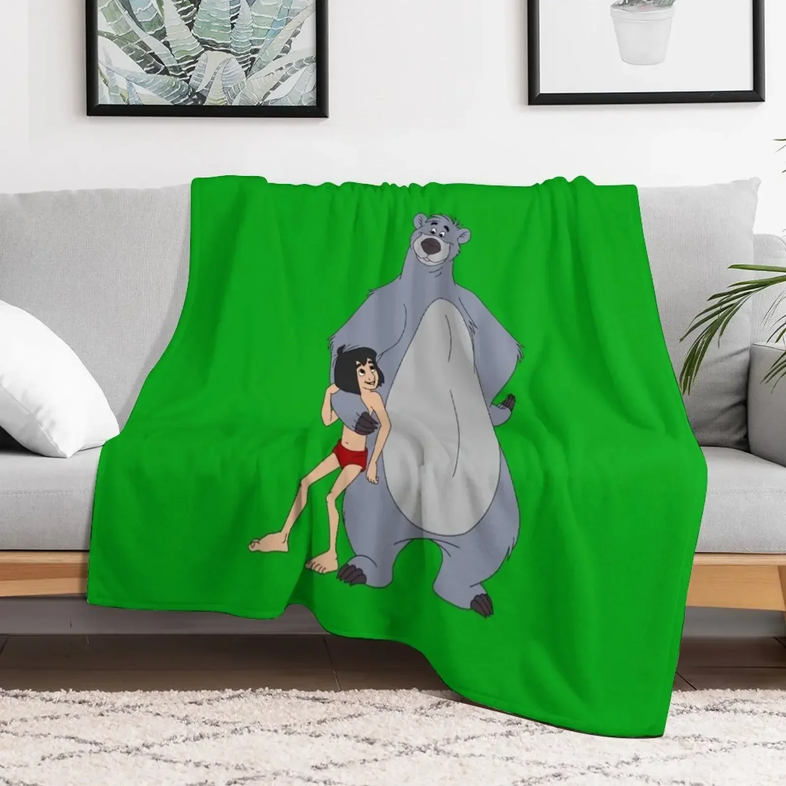 Baloo and Mowgli Throw Blanket Polar For Sofa Thin Beautifuls Blankets