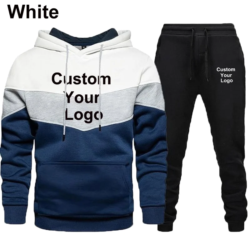 Customize Your Logo Casual Long Sleeve Hoodie Men's Sports Loose Fashion Hoodie Two Piece Set